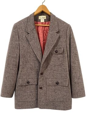 Vintage L.L.Bean Unisex Brown Tweed Wool Blend Blazer Sport Coat